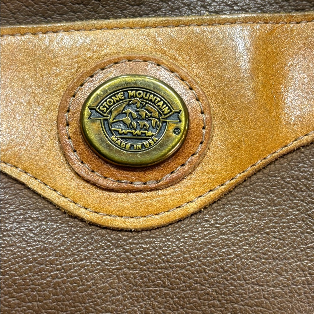 VTG Stone Mountain Two-Tone Pebbled Leather Crossbody Rare USA Made W/ Damage - Picture 13 of 16